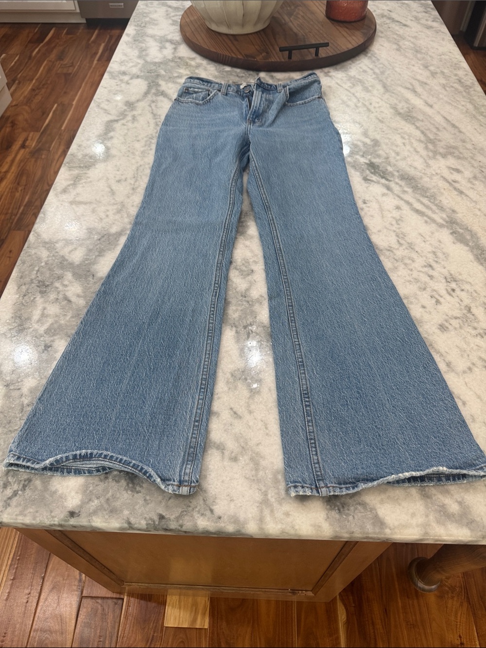Abercrombie & Fitch Light Blue Wide-Leg Flare Jeans